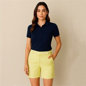 J.Crew Lime White Polka Dot City Fit Cotton Shorts Size 0